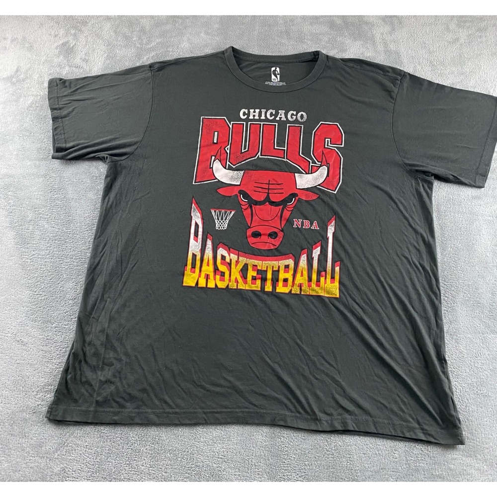 NBA Chicago Bulls Basketball Graphic T Shirt Mens XXXL Tall Dark Grey Short Slv